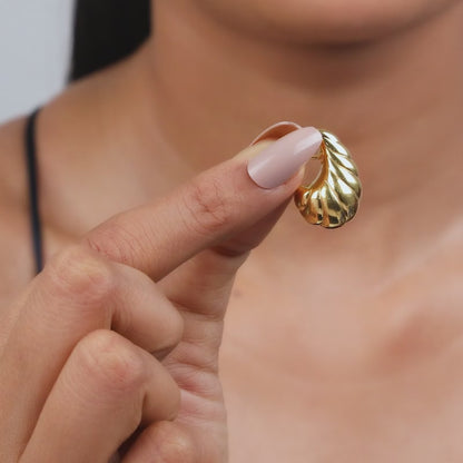 Golden Crossiant Dome Earrings