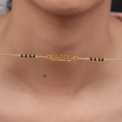 Golden Personalised Signature Initial Mangalsutra Bracelet