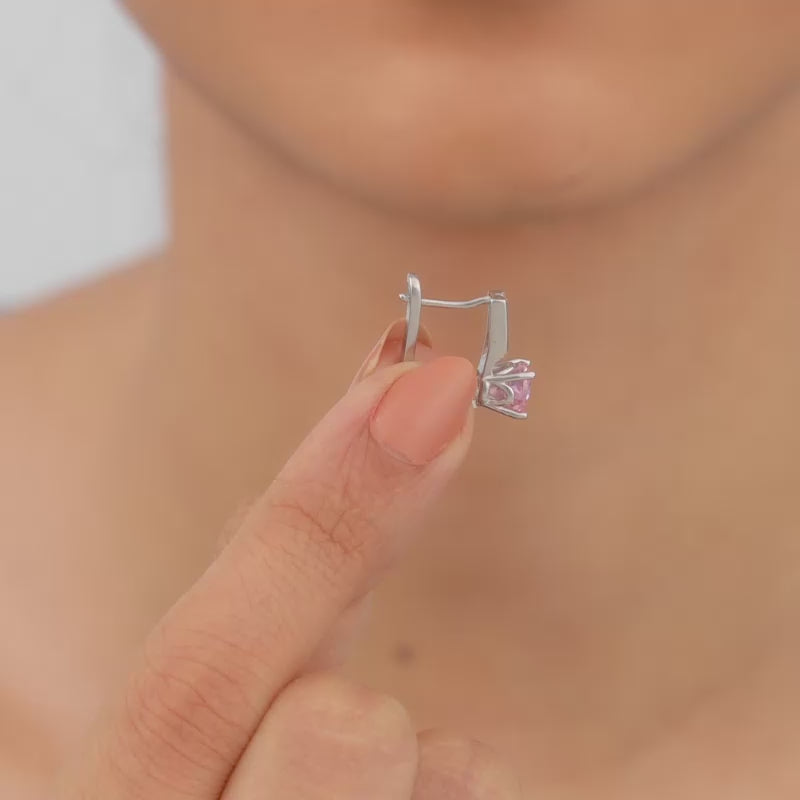 Silver Pink Glam Earrings  - Silver Earrings for women