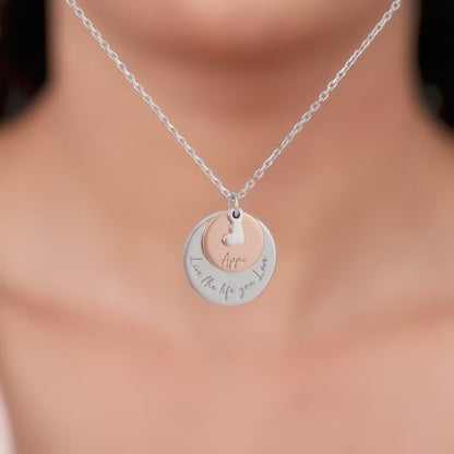 Dual Tone Rose Gold Personalised Layered Coins Name Necklace