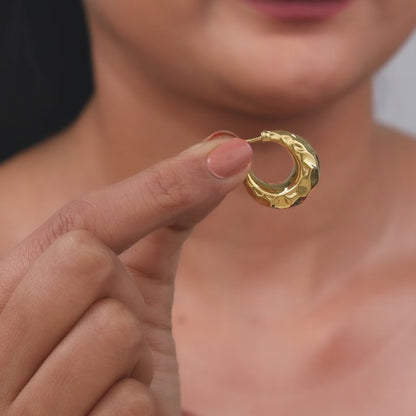 Golden Moonlit Crescents Hoop Earrings