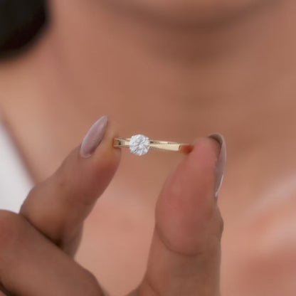 Gold Hug Solitaire Lab Grown Diamond Ring