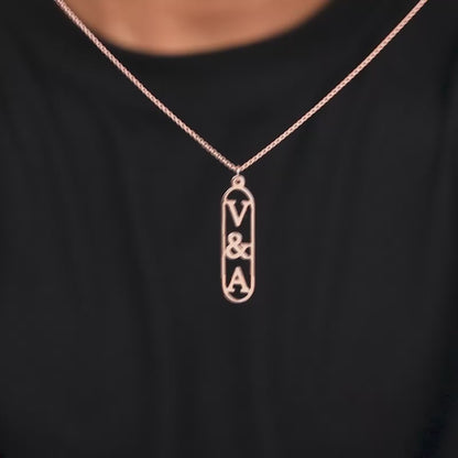 Rose Gold Bar Initial Personalised Pendant For Him