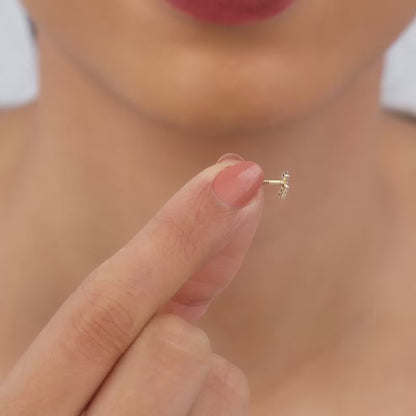 Gold Bolt Lab Grown Diamond Earrings