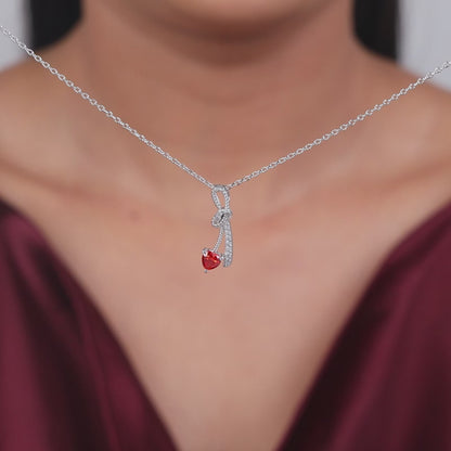 Silver Bleeding Love Pendant With Link Chain