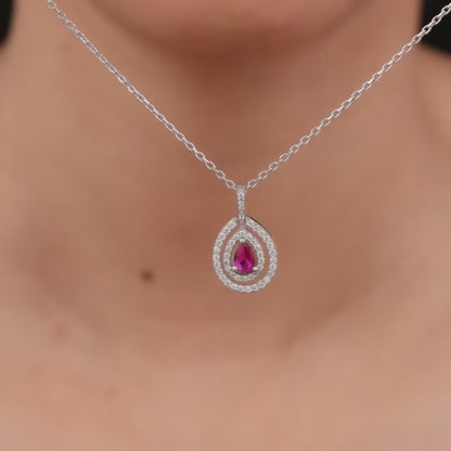 Silver Beauty Drop Pendant With Link Chain