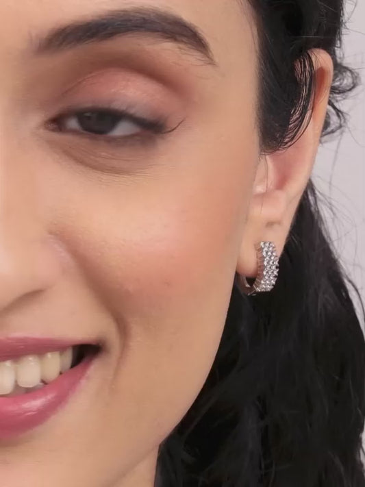 Silver Sparkling Shine Hoop Earrings