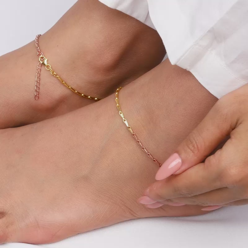 Rose Gold And Golden Dual Tone Elegance Anklet