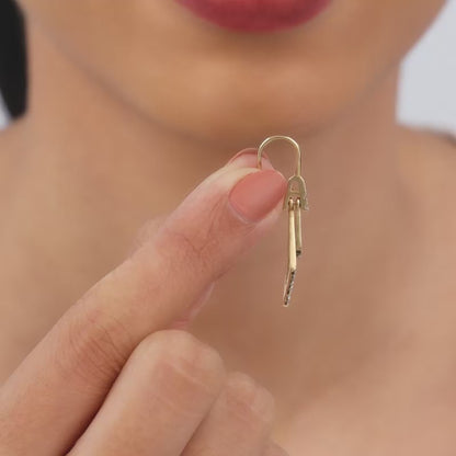 Gold Triangle Dangle Lab Grown Diamond Earrings