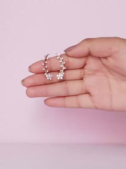 Rose Gold Floral Branch Ear Cuffs