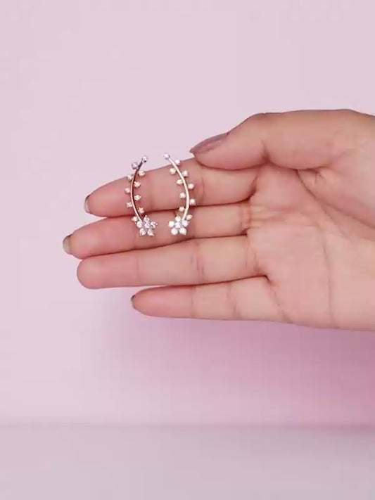 Rose Gold Floral Branch Ear Cuffs