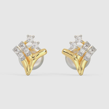 Gold Sprig Diamond Earrings