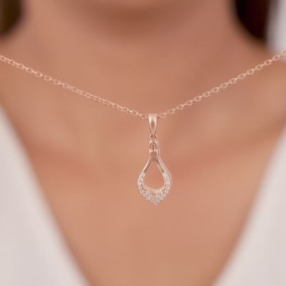 Rose Gold Stylish Drop Pendants With Link Chain