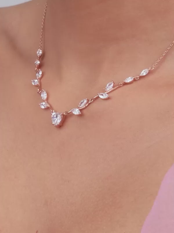 Rose Gold Leafy Heart Necklace