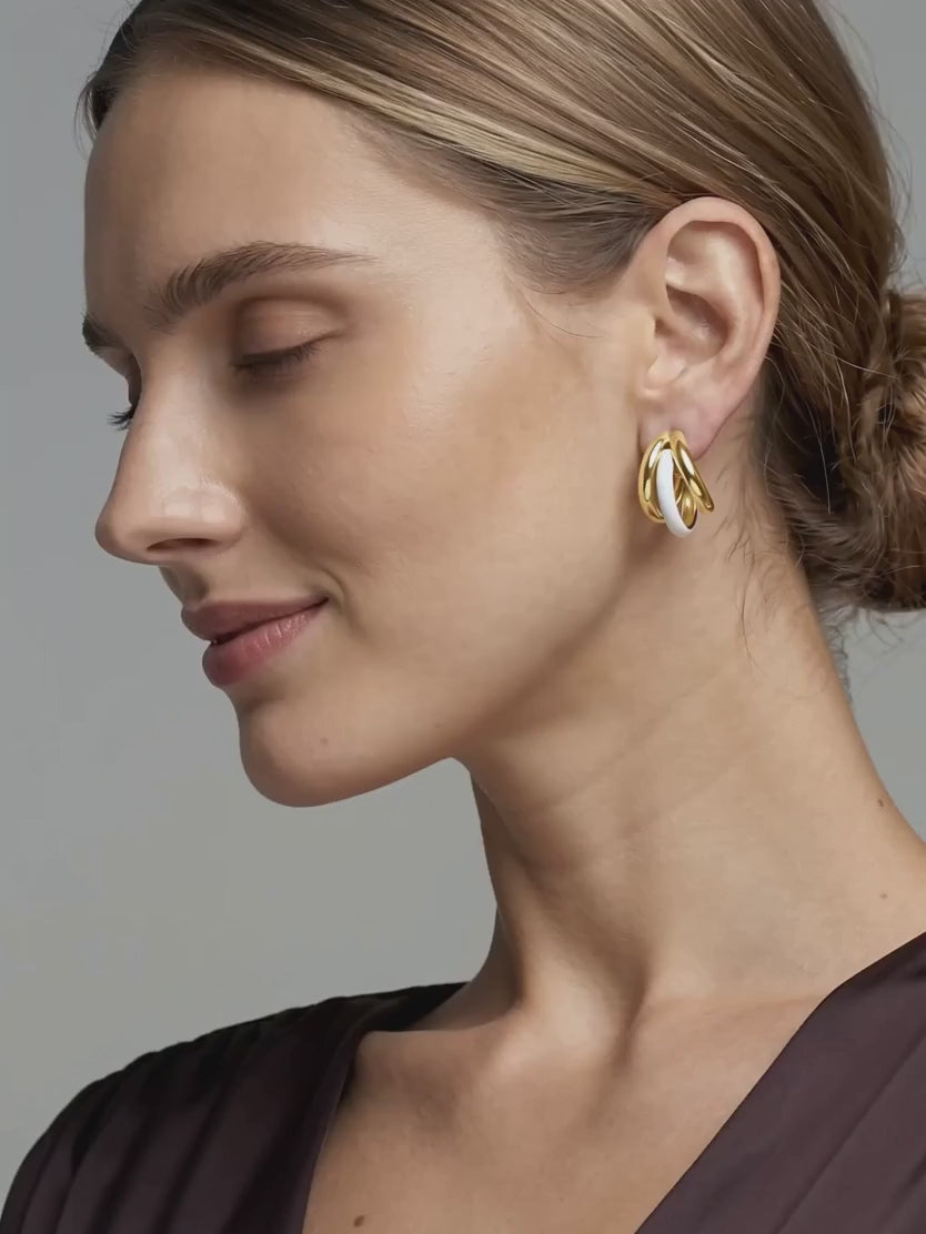 IXIA by GIVA Gold Chunky Triplet Earring for Her