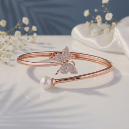 Rose Gold Pretty Flutter Cuff Bracelet