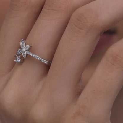 Silver Enchanting Elegance Butterfly Ring
