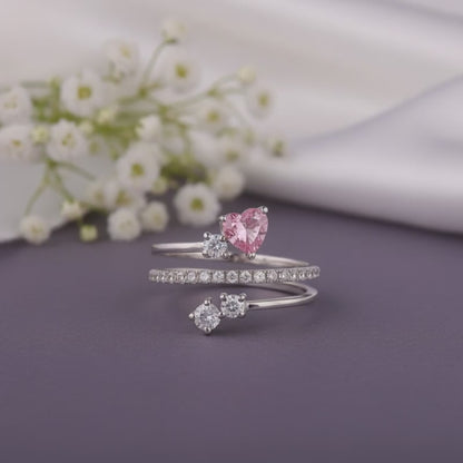 Silver Pink Serenade Ring