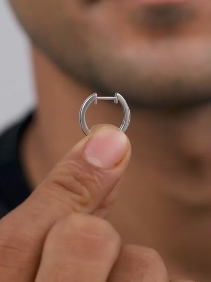 Silver Minimal Hoop Earring For Him