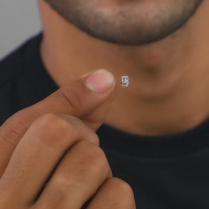 Silver Orb Stud For Men