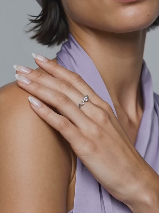 Silver Zircon Beachy Waves Ring
