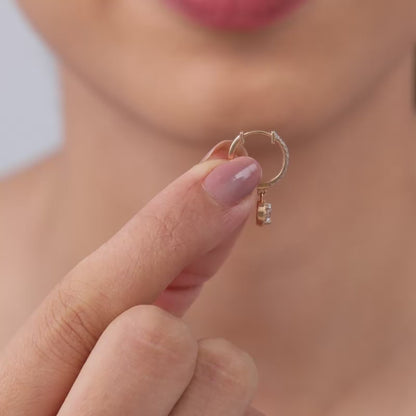 Rose Gold Glittering Solitaire Diamond Drop Earrings