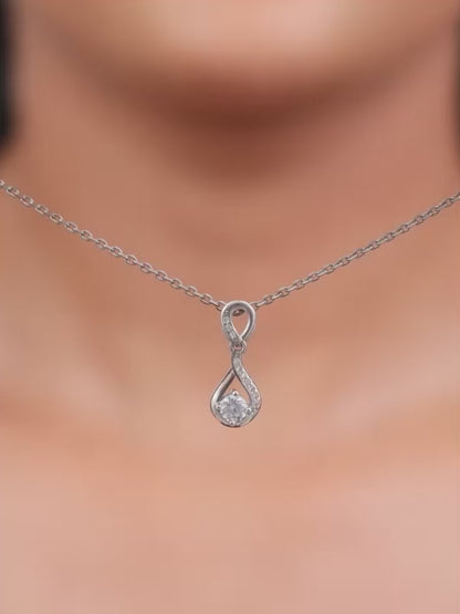 Silver Zircon Twist Necklace