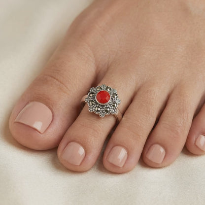Oxidised Silver Aishwarya Toe Rings