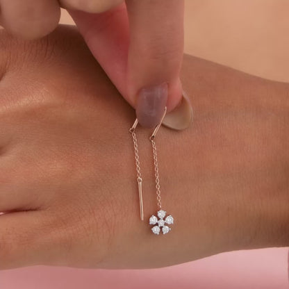 Rose Gold Floral Sui Dhaga Lab Grown Diamond Earrings