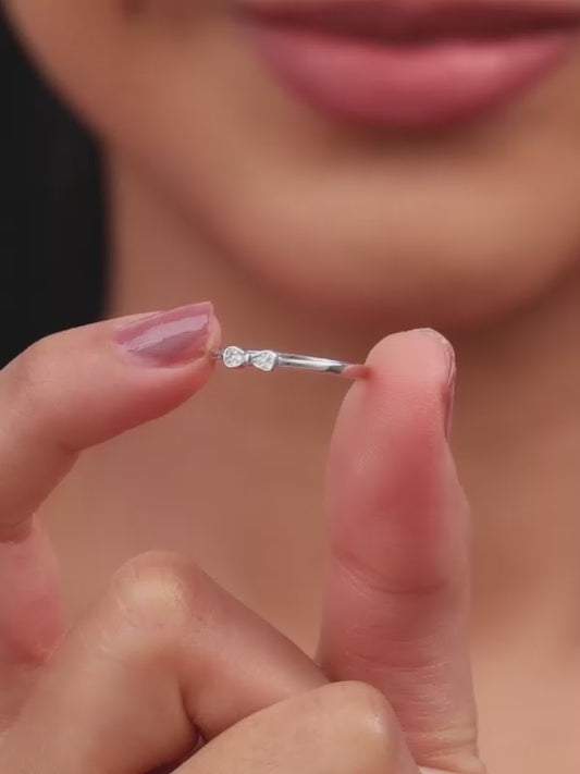 Silver Zircon Bow Beauty Ring
