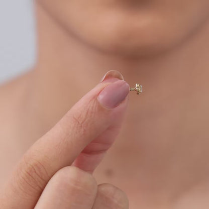 Gold Floral Lab Grown Diamond Nose Pin