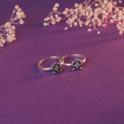 Oxidised Silver Keerthana Toe Rings