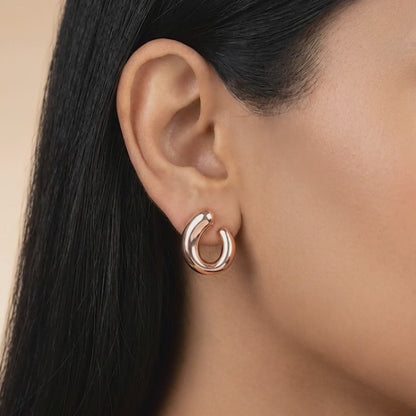 Rose Gold Lyric U Hoops