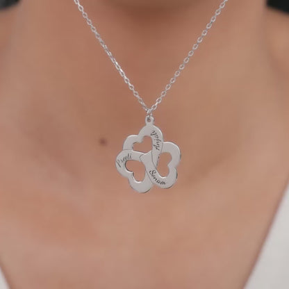 Silver Personalised Floral Love Name Necklace