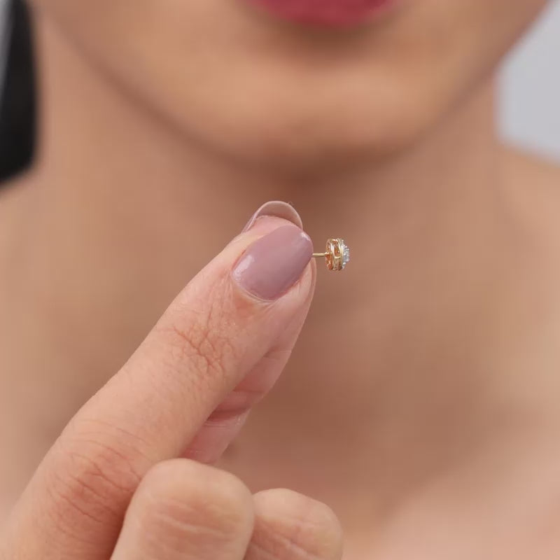 Gold Dayglow Lab Grown Diamond Stud Earrings