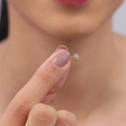 Gold Dayglow Lab Grown Diamond Stud Earrings