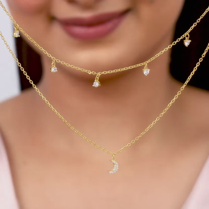 Golden Crescent Zircon Necklace