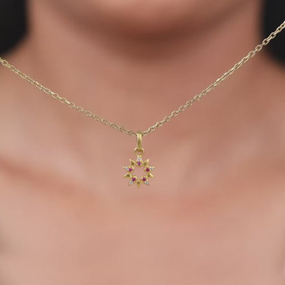 Golden Amaryllis Pendant With Link Chain