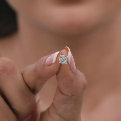 Rose Gold Square Zircon Earrings