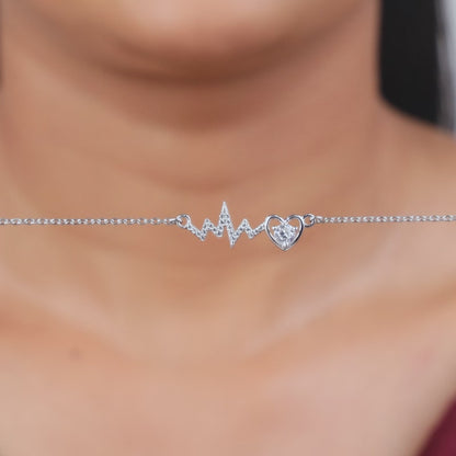 Silver Pulse of Love Necklace