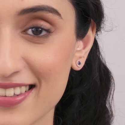 Rose Gold Blue Velvet Studs