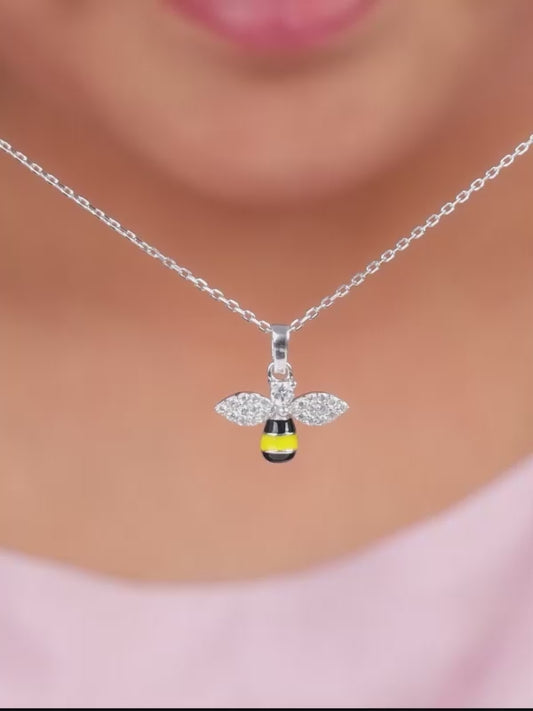 Silver Bee Kids Pendant With Link Chain