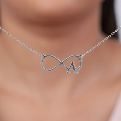 Silver Personalised Infinity Initial Necklace