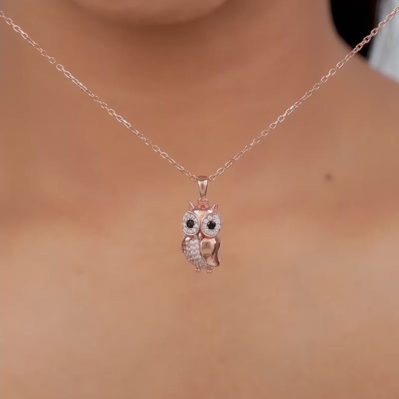 Rose Gold Owl Pendant- Rose Gold Pendant for Women