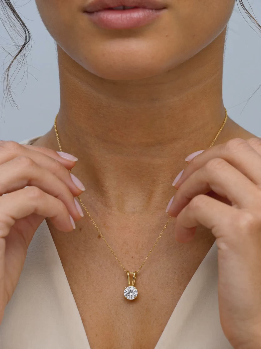 Golden Zircon Pendant with Link Chain