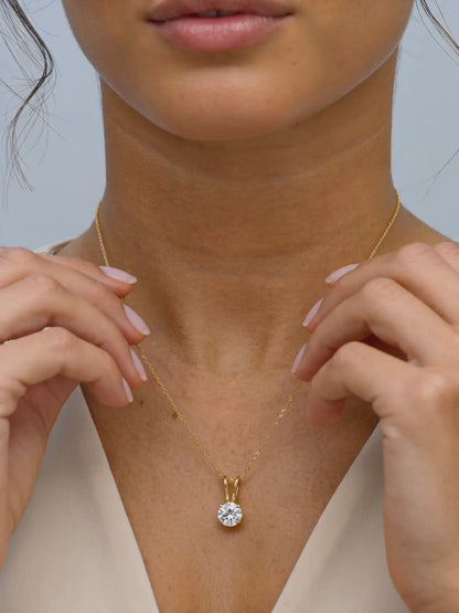 Golden Zircon Pendant with Link Chain