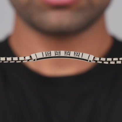 Oxidised Silver Tribal Crest Bracelet For Him
