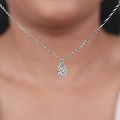 Silver Floral Hug Pendant With Link Chain