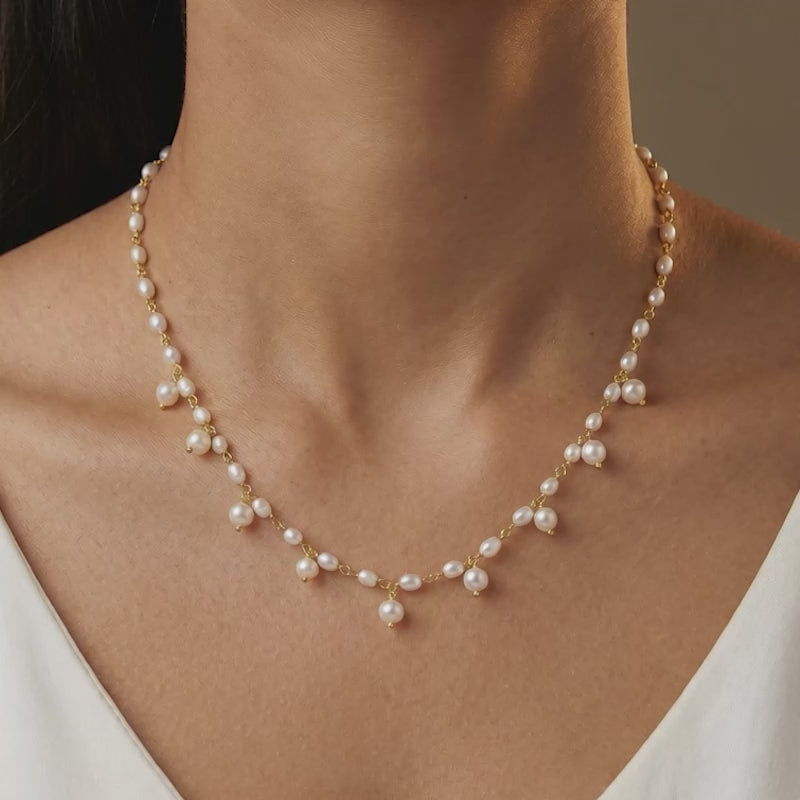 Golden Brie Pearl Necklace