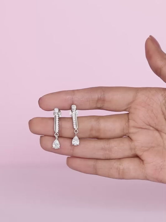 Zircon Silver Night Earrings